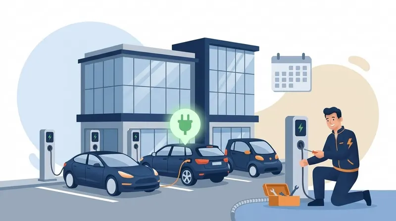 Slowakischer Elektriker installiert Wallbox-Ladestationen auf einem Firmenparkplatz